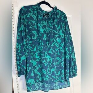 Bob Mackie Teal and Navy Blouse, 2X